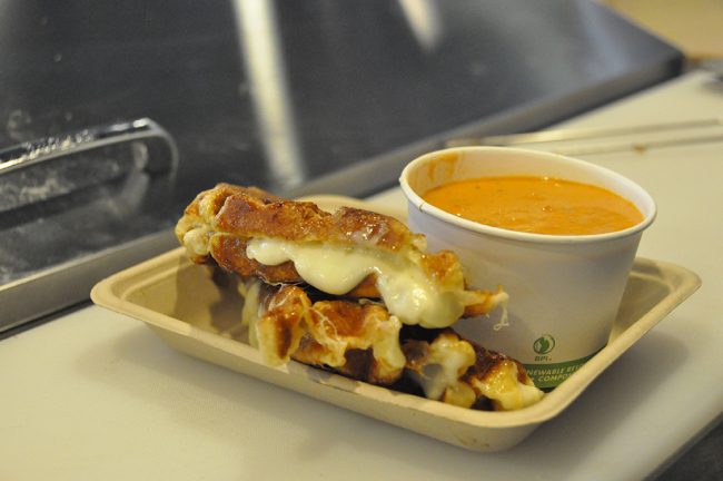 Grilled cheese and tomato soup pictured