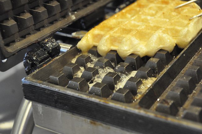 Waffles pictured on the grill
