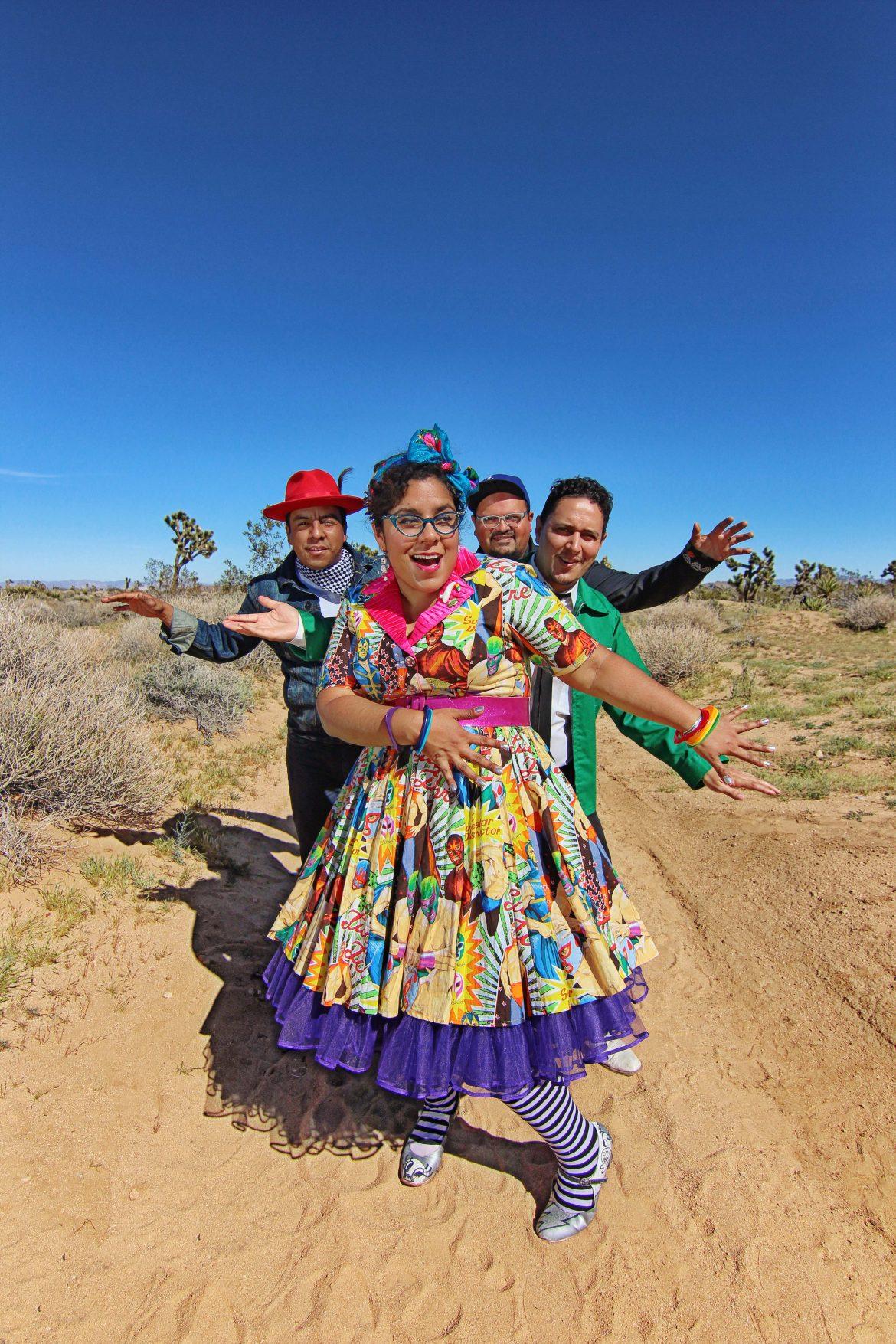 LSC band members display their folkloric clothing in a photo shoot at the Joshua Tree National Park. (Courtesy of the VPAC)