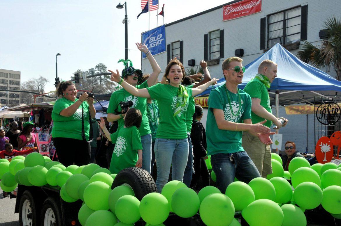 A church group called Decided sings from the float during a St. Patrick's Day parade in Columbia, S.C., Saturday, March 15, 2014. (Rob Thompson/The State/MCT)