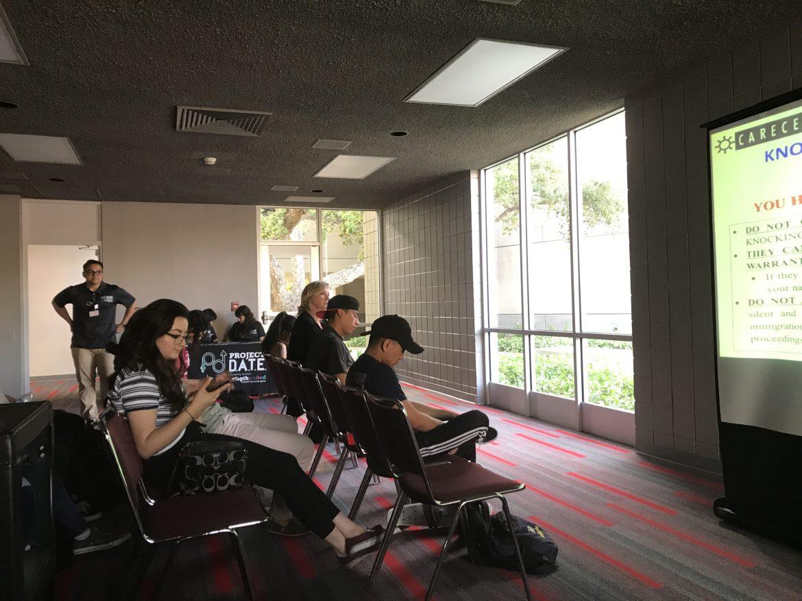 csun students watch a powerpoint presentation called know your rights