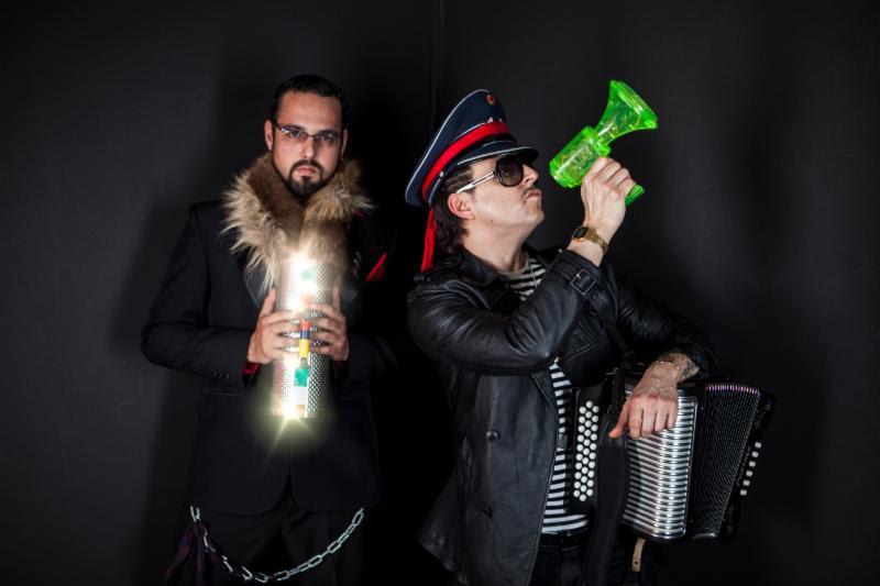 From left to right: producers Marcelo Tijerina and Ulises Lozano pose for a photo, promoting their newest album 