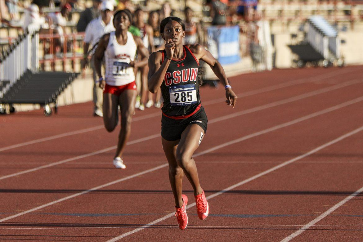 CSUN athlete pictured sprinting