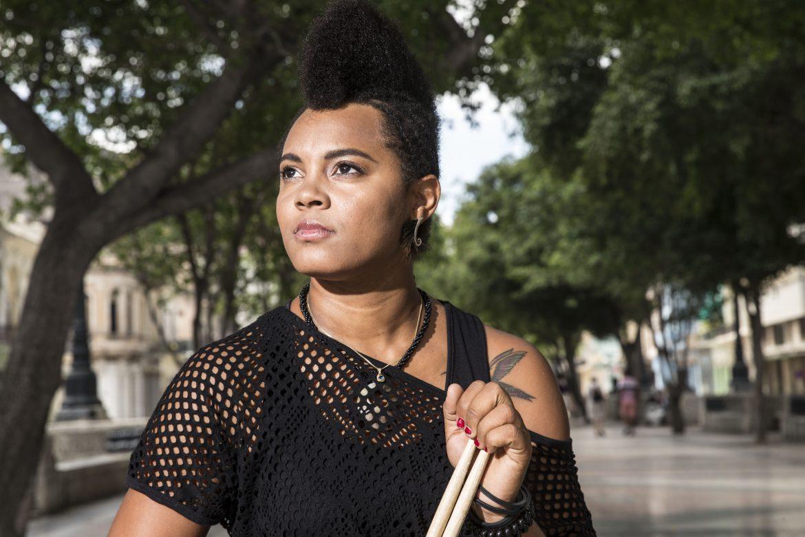 Yissy Garcia, born in the infamous town of Cayo Hueso, is a drummer of her group bandancha. Photo Credit: Courtesy of Yissy Garcia
