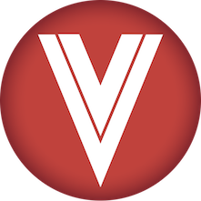 red circle white letter V