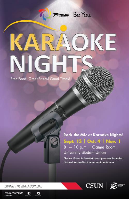 Flyer for Karaoke night at CSUN pride center