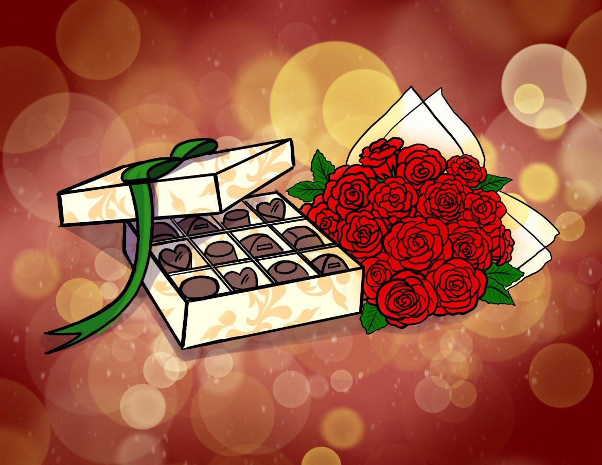 box of chocolates and roses