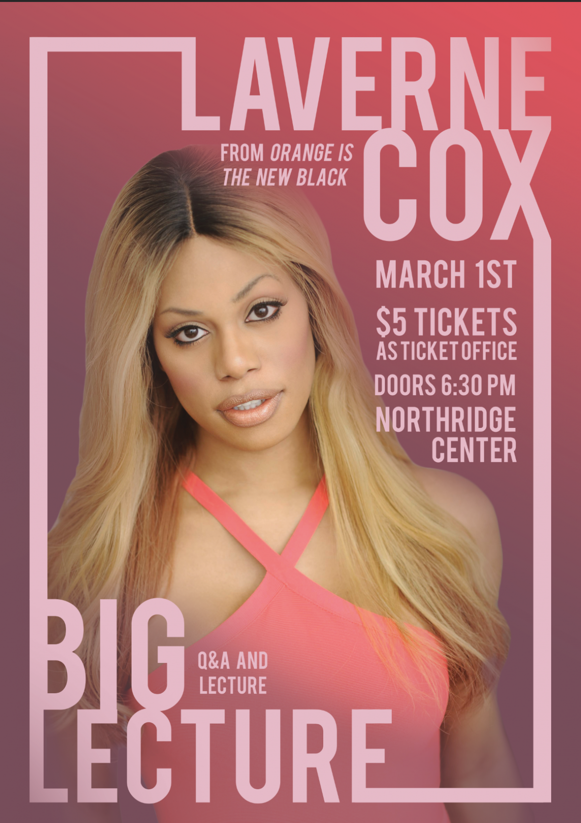 Poster promoting a Laverne Cox lecture