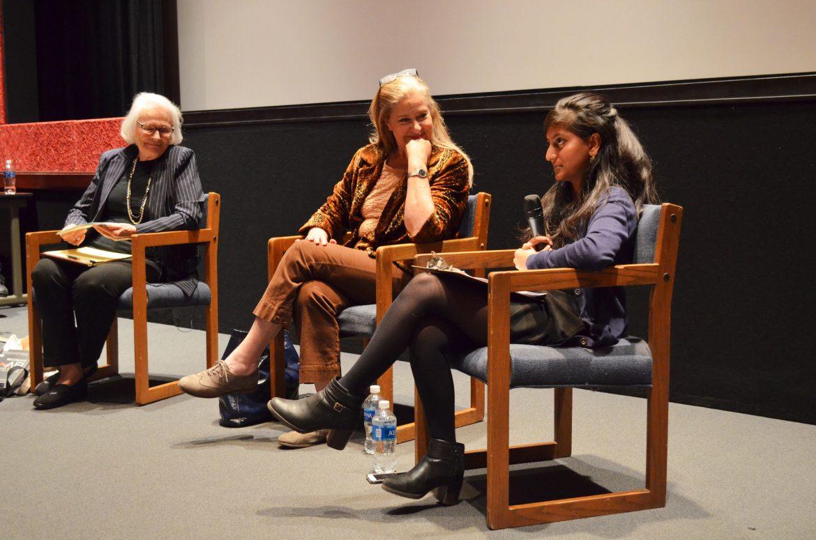 Former AFI President and CEO Jean Picker Firstenberg and filmmaker Lynn Roth look over to CSUN alumni Revati Dhomse as she shares her insight on making it in the entertainment industry. Photo credit: Tamara Syed