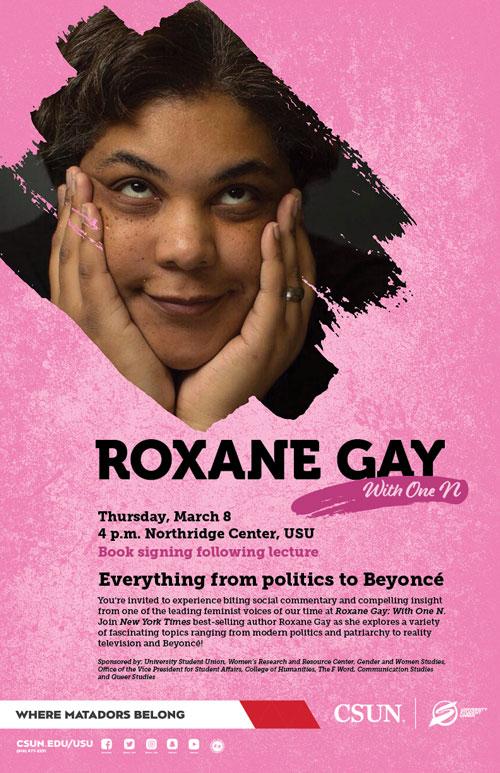 promotional poster for speaker Roxane gay