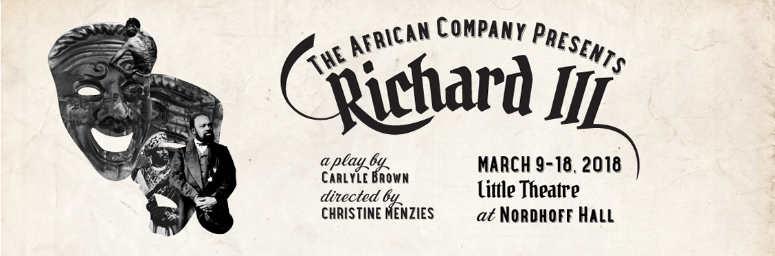 beige and black flyer for a theater performance named Richard III