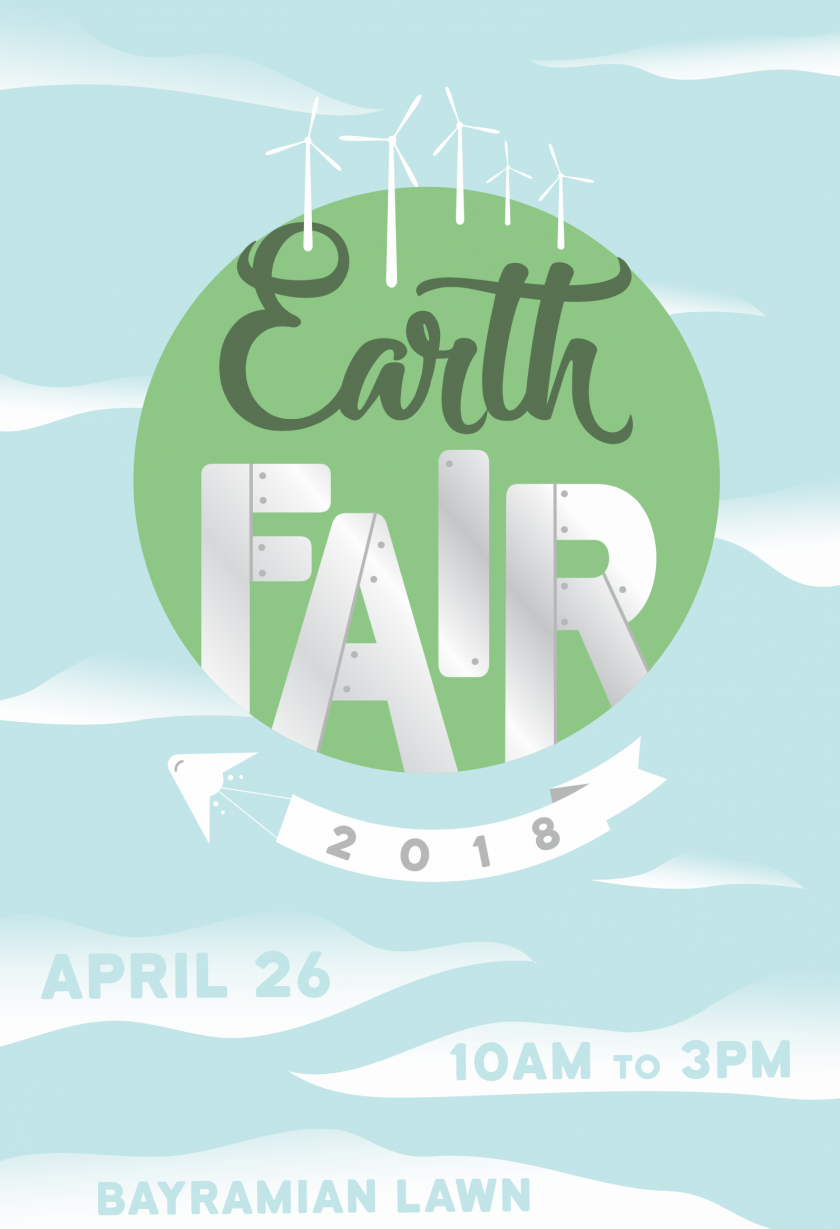 green and blue flyer for Earth Fair