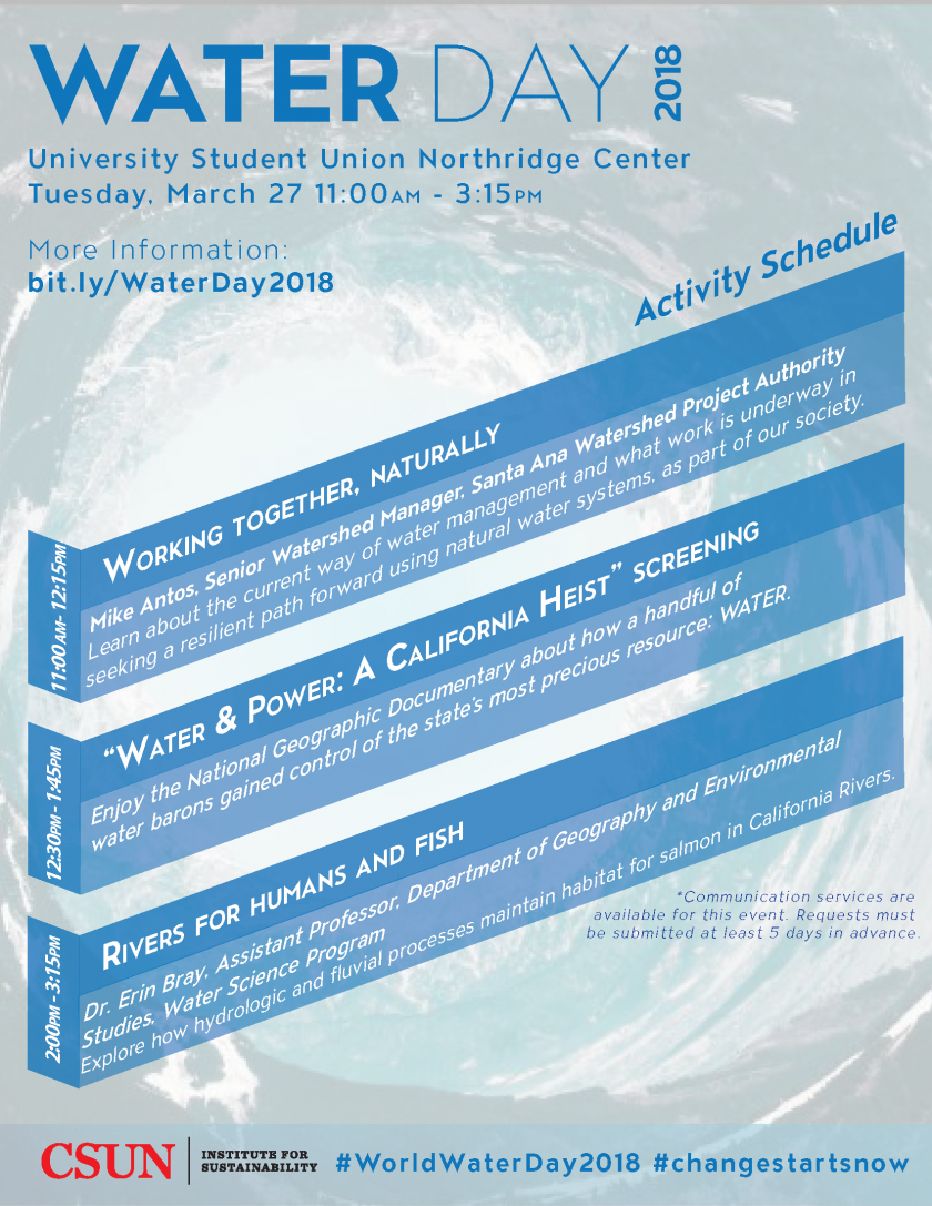 blue colored poster for Water Day at the USU