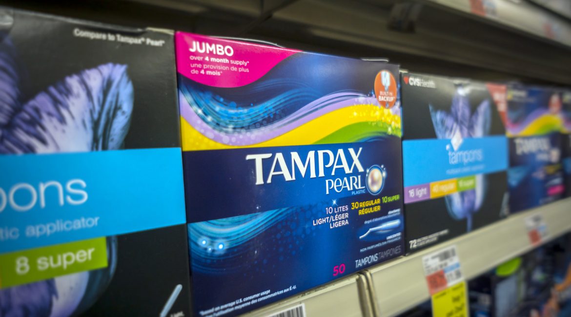 Boxes of tampons are displayed in a pharmacy. (Richard B. Levine/Newscom/Zuma Press/TNS)