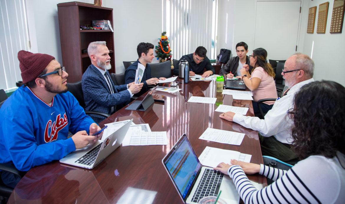 The CSUN Associated Students Finance Committee discuss department budgets for the 2019 year, in the A.S. Administrative Conference Room at the University Student Union on Jan. 28. Photo credit: John Hernandez
