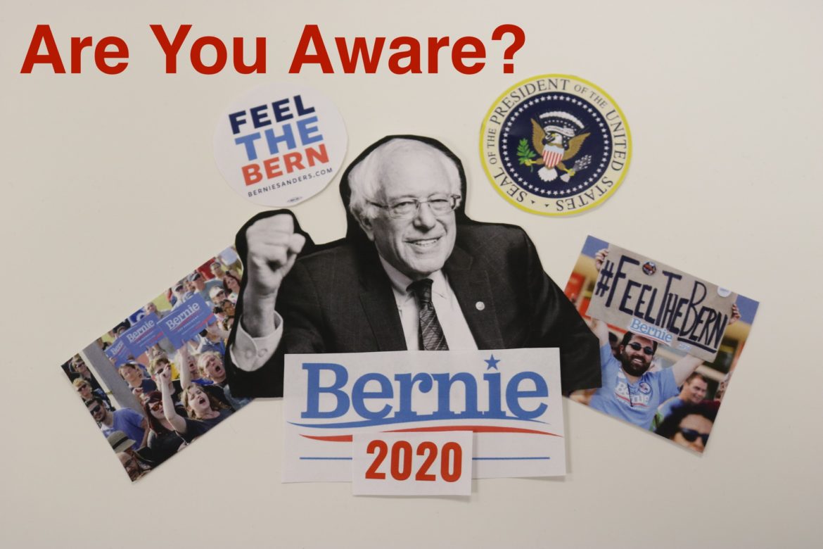 A poster of Bernie Sanders