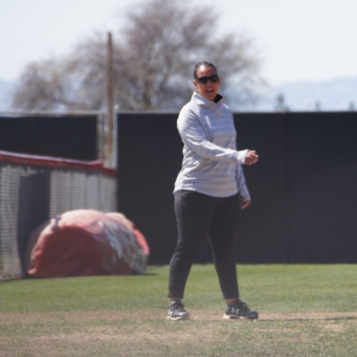 Flowers coaching at third base while the Matadors are up to bat. Photo credit: Bryanna Winner