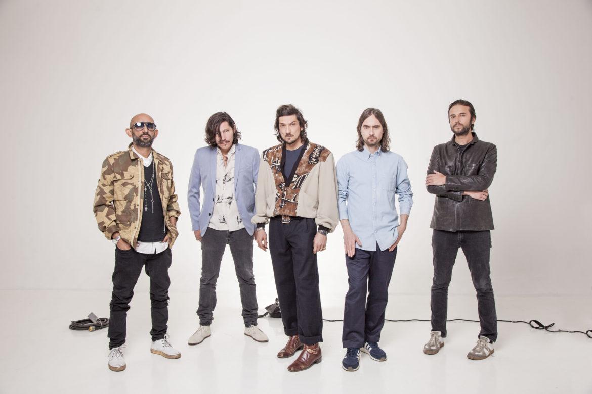 Band members of Mexican rock group, Zoé. From left to right: Jesus Baez, keyboards; Sergio Acosta, lead guitar; León Larregui, vocals; Rodrigo Guardiola, drums; and Angel Mosqueda, bass guitar. Photo credit: Courtesy of the band.