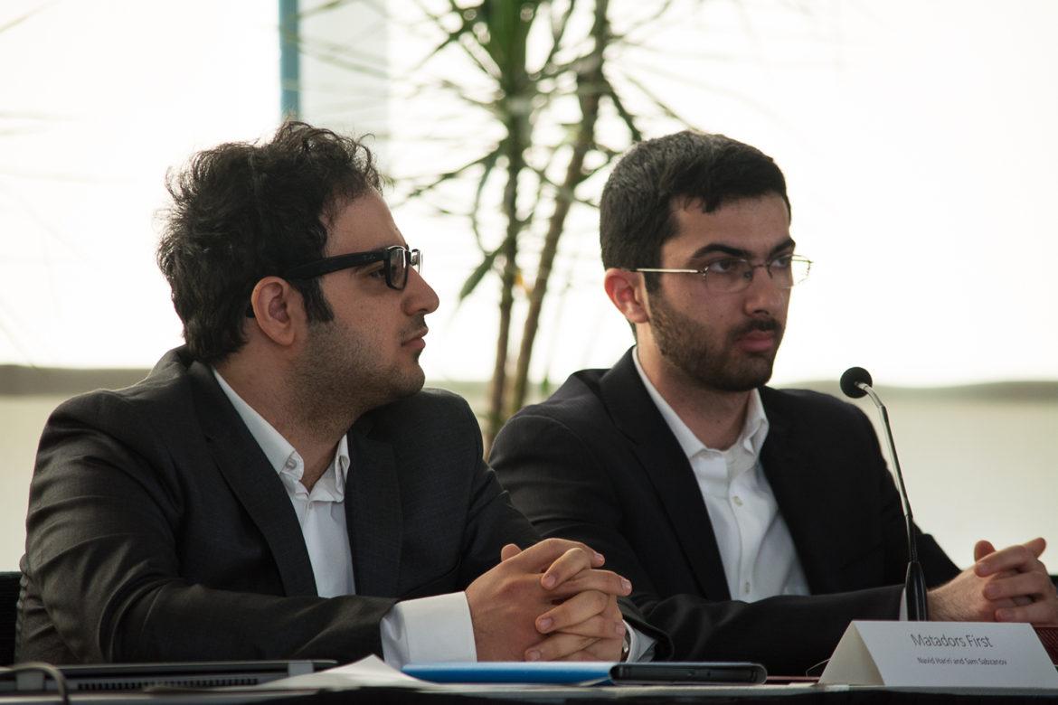 Candidates Navid Hariri and Sam Sabzanov representing the 