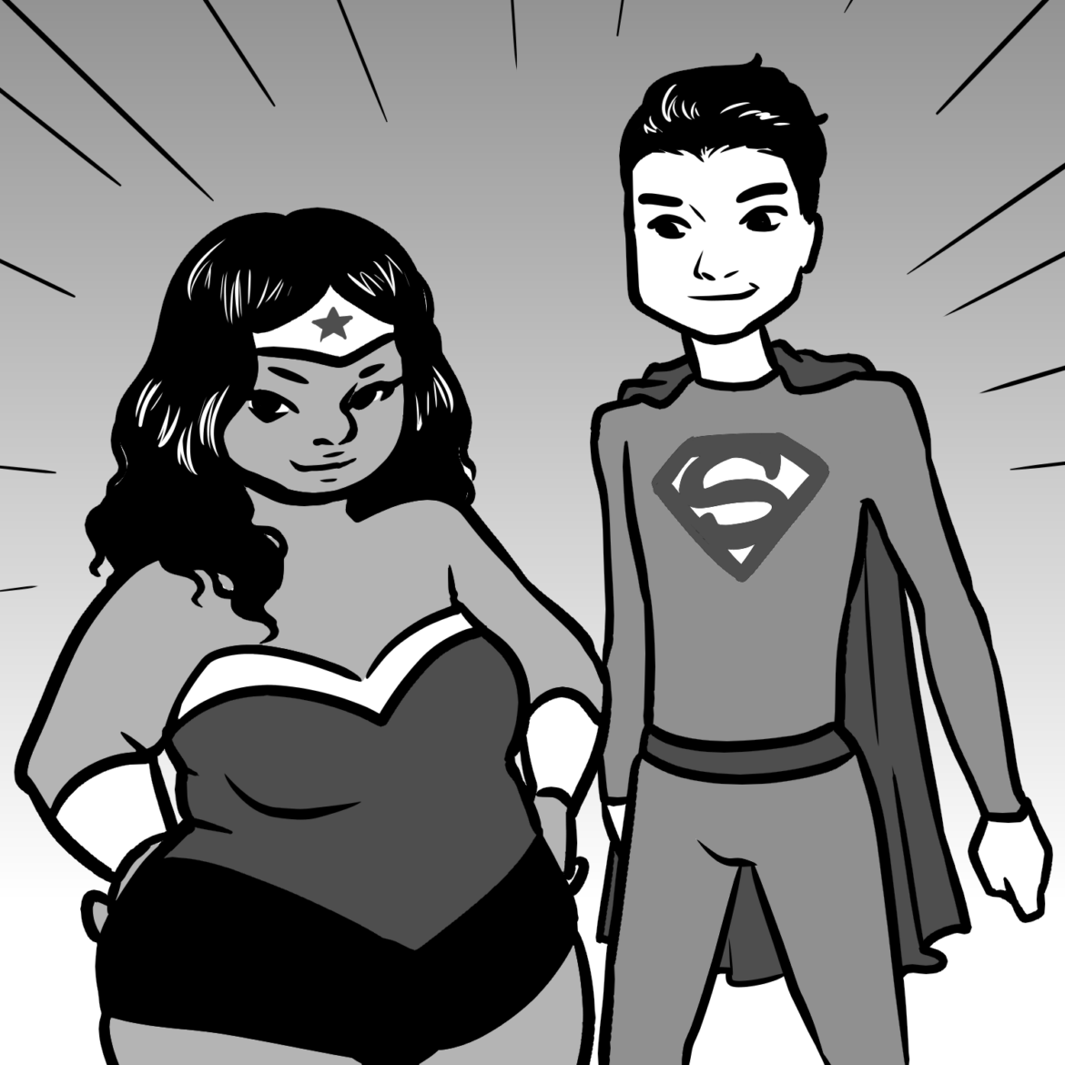 an illustration of Superman and Wonder woman