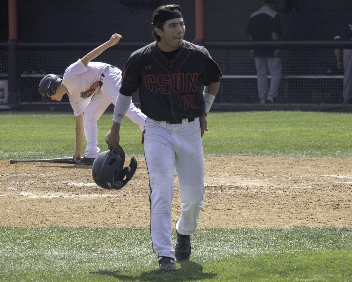 CSUn Baseball player in black jersey