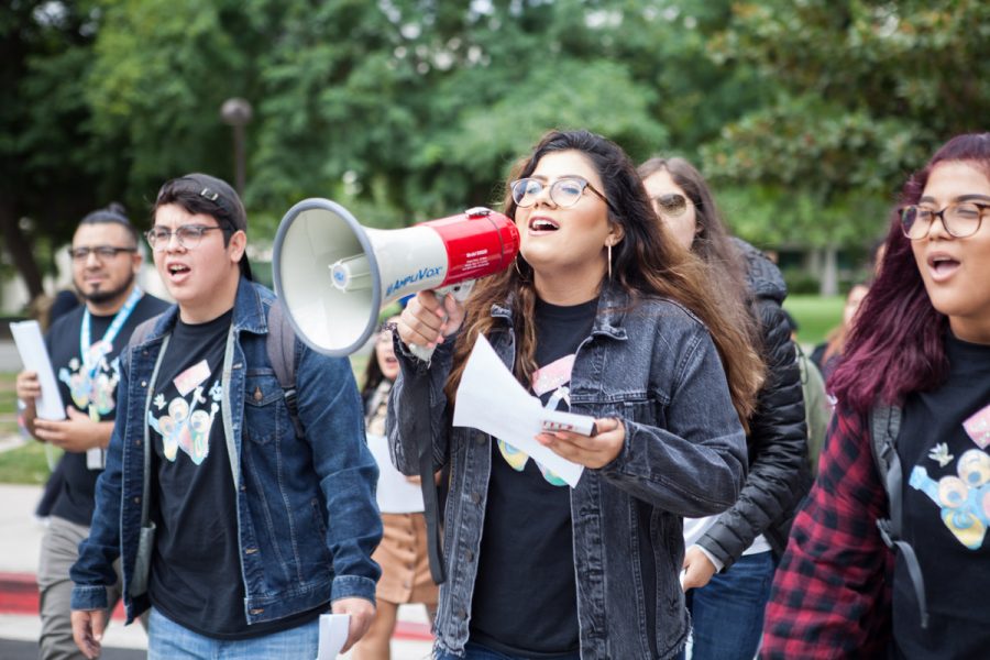 Students protesting against Executive Order 1100 and the CSUN administration at California State University Northridge, Oct. 10