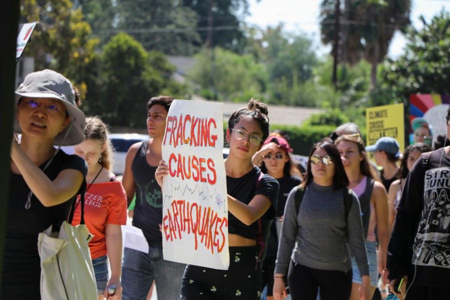 Students, professors and community members march side by side, united by the fear of the catastrophic effects of climate change. Photo credit: Elaine Sanders
