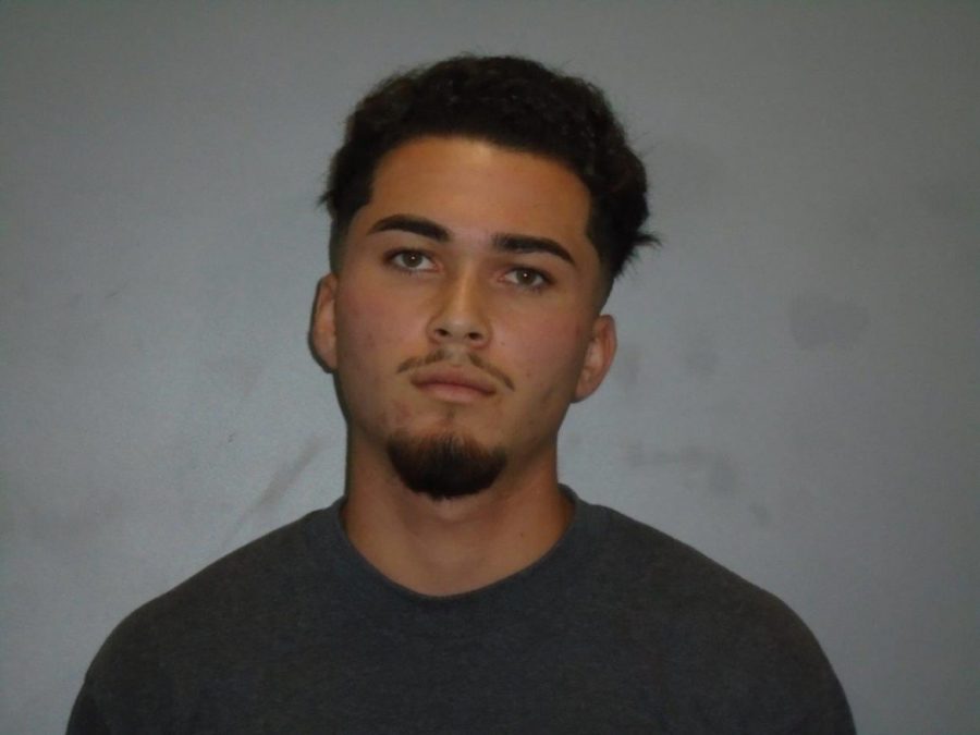 Student athlete Davis Moreno-Jaime's mug shot after his arrest in 2018. Photo Credit: CSUN Police Services.