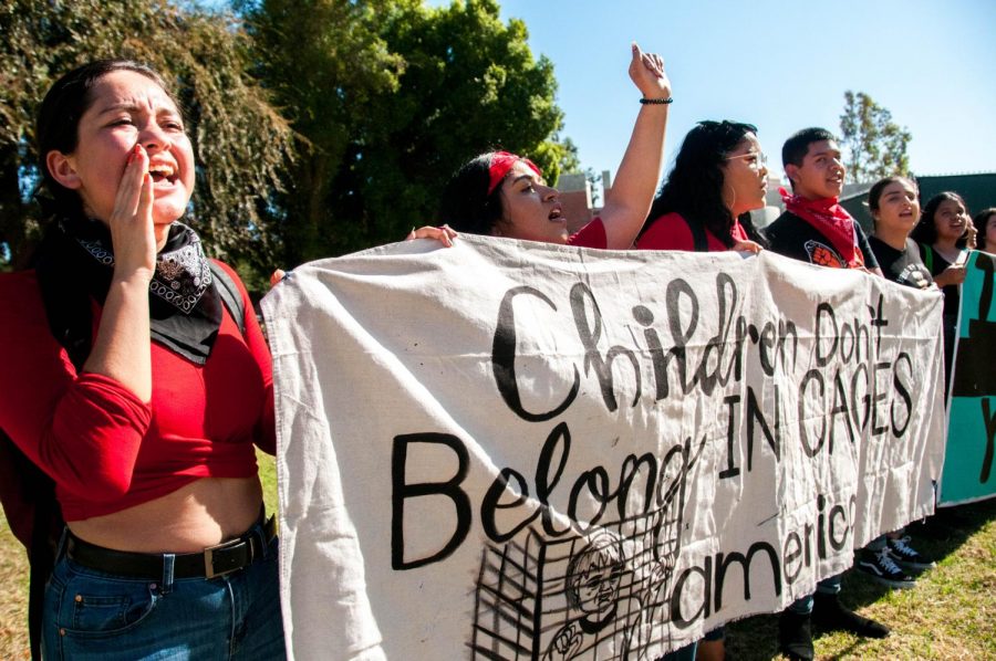 Protesters on the Chicanx House Lawn as the walkout comes to an end on Nov. 12. Photo credit: Sonia Gurrola