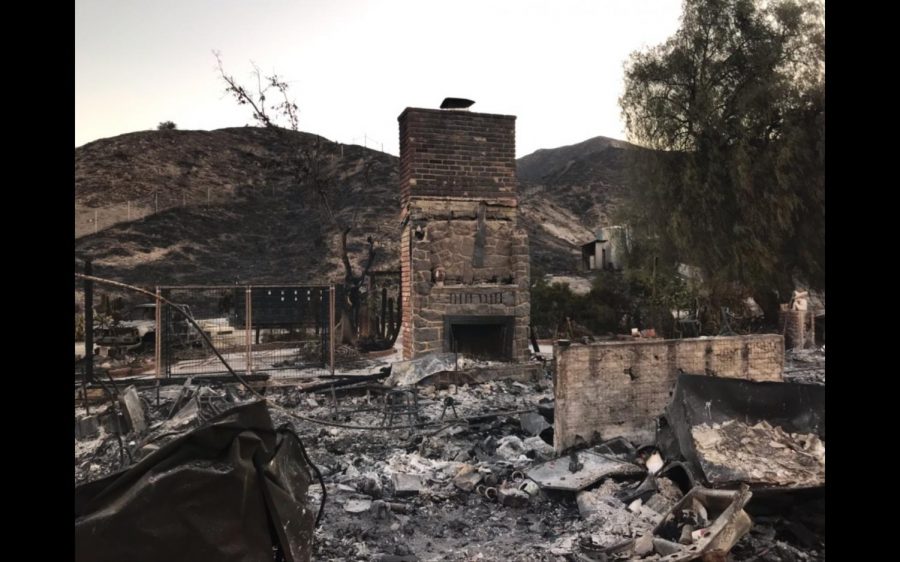 A building got destroyed by the wildfire