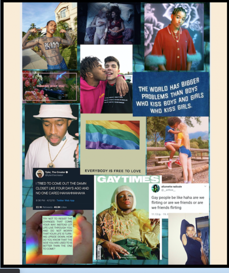 Zine pages put together by students in professor Matthew Clements Pop culture Queer studies class, QS 204.