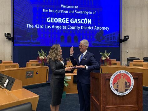 Newly elected Los Angeles Attorney General George Gascon takes oath of office on his inauguration day.