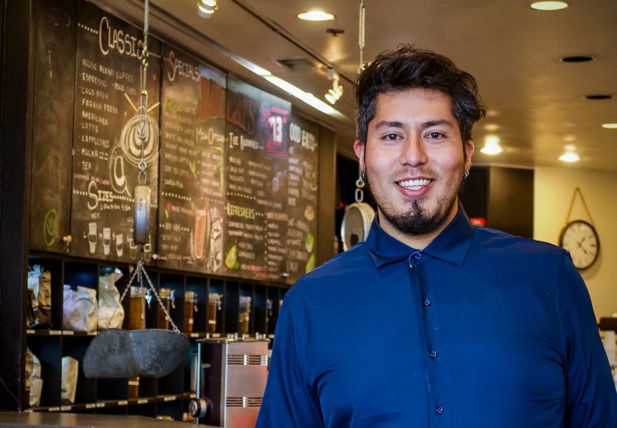 Cafe owner Diego Lopez at Barclays Coffee & Tea in Northridge, Calif., on Wednesday, April 21, 2021.