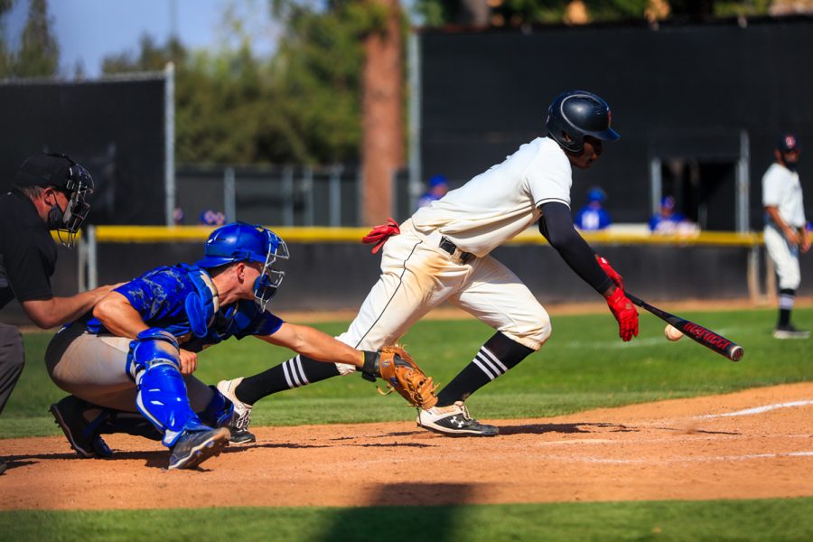 Denzel Clarke bunts a foul during the second game of a double header against the UC Riverside Highlanders at Matador Field in Northridge, Calif., on Saturday, April 17, 2021. The Matadors lost both games 5-1 and 8-4.