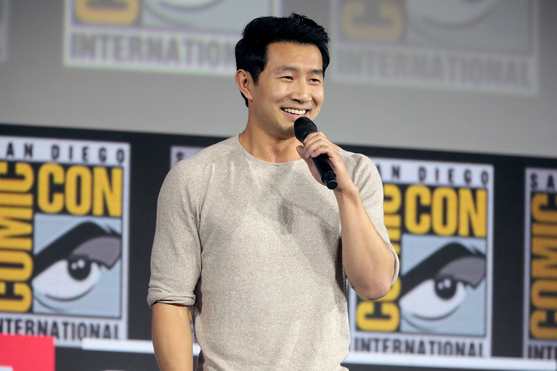 Simu Liu speaking at the 2019 San Diego Comic Con International for Shang-Chi and the Legend of the Ten Rings at the San Diego Convention Center in San Diego, California.