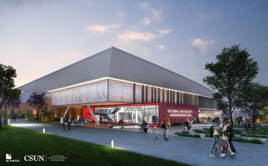 A rendering of the Global Hispanic Serving Institution Equity Innovation Hub at CSUN in Northridge, Calif.