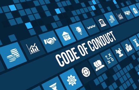 Code of conduct concept image with business icons and copyspace.