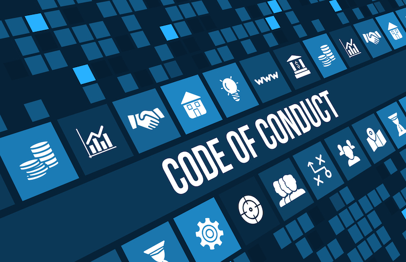 Code+of+conduct+concept+image+with+business+icons+and+copyspace.