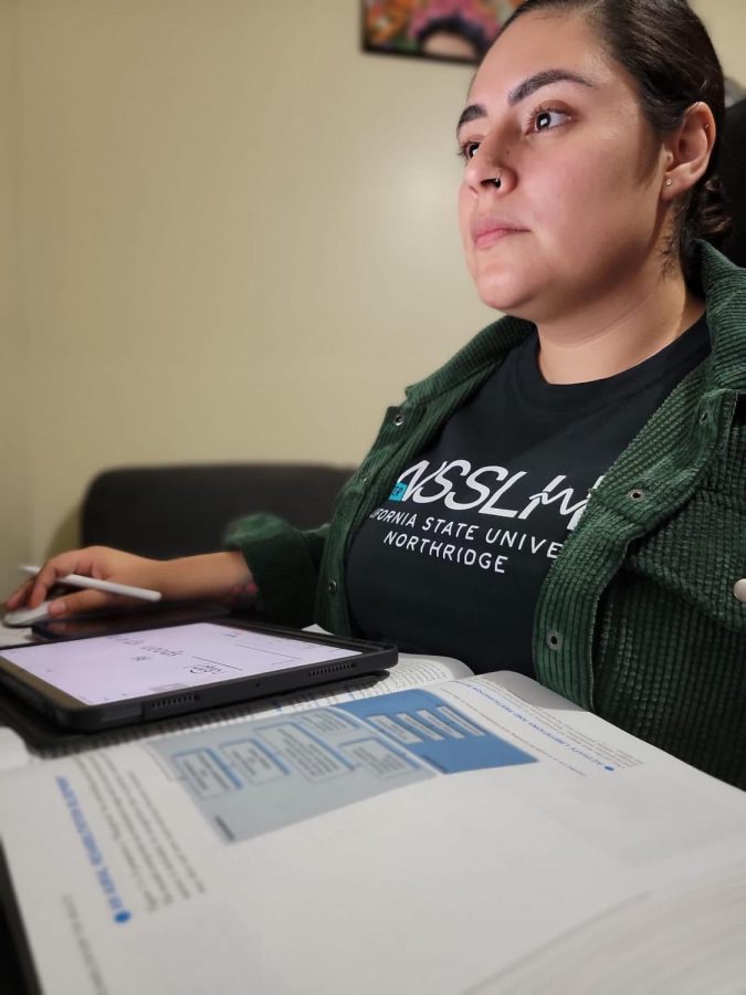 SLP Student Judith Lopez studies for her CSUN winter course on Jan. 12, 2022.