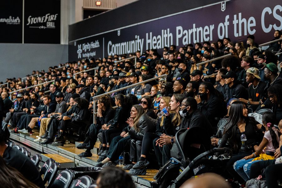 Fans wear all black as a dress code for the Donda Homecoming on March 2, 2022, at The Matadome in Northridge, Calif.