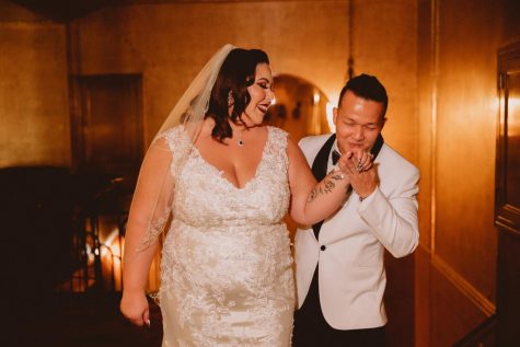 Quan Tran and Mercedes Cannon-Tran celebrate their wedding on Oct. 22, 2021, at the Cicada Club in Los Angeles, Calif.