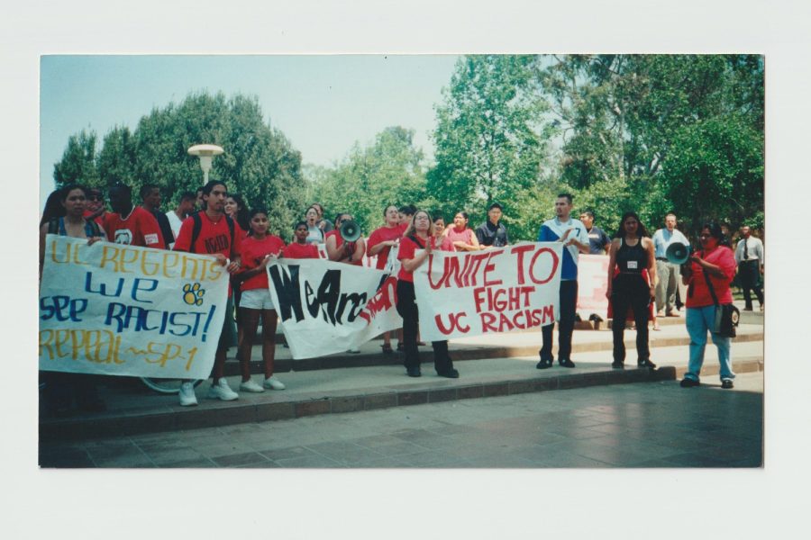 Photo taken on March 15, 2001, at a protest for the fight against racism in UC schools at UCLA.