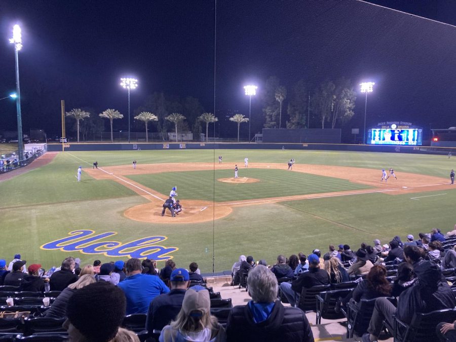 CSUN and UCLA play their opening game at Jackie Robinson Stadium in Los Angeles, Calif., on Feb. 18, 2022.