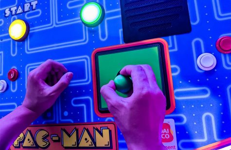 A person playing pac-man