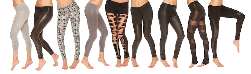 models wearing different types of leggings