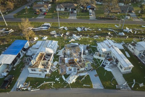 Hurricane Ian-destroyed homes in Florida residential area