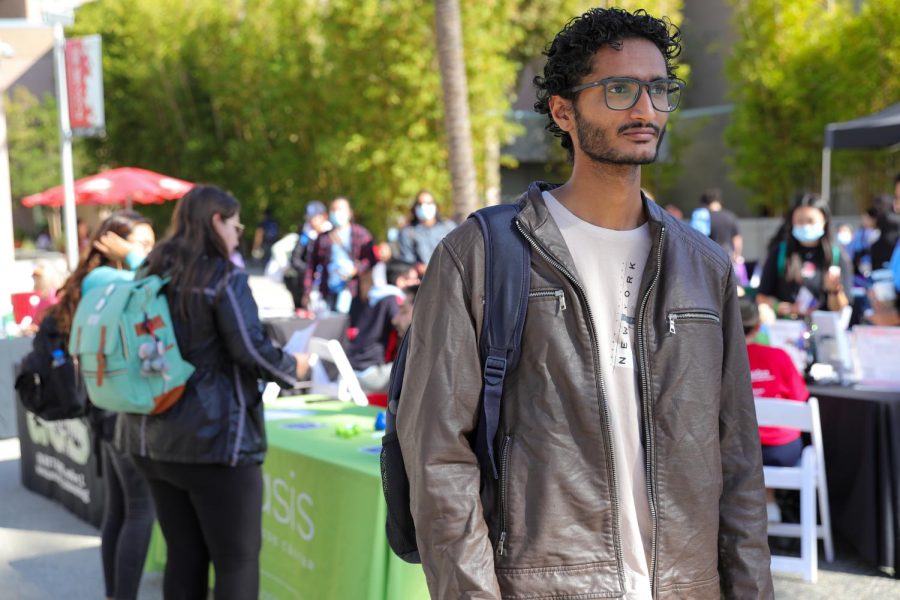 Ishtiyaq Ahmed Imthiyaz, a CSUN student, attends the Mental Health Awareness Fair at CSUN in Northridge, Calif., on Oct. 27, 2022. Being an international student, Imthiyaz said about the fair that when your family is in a different part of the world and you get home sick, like I am, these events kind of make me feel welcome. Its like the school is saying that they care about us.