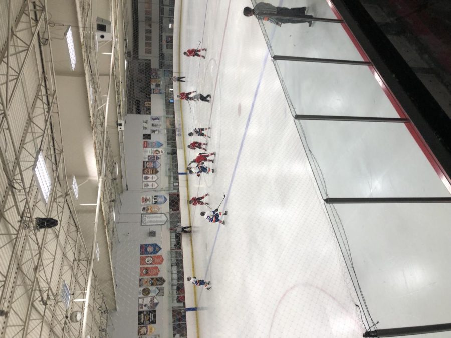 Play has just resumed between the Matadors and Titans following a faceoff in period three on Saturday, Jan. 28, 2023, at the Iceoplex in Simi Valley, Calif.