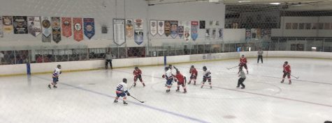 Play has just resumed between the Matadors and Titans following a faceoff in period three on Saturday, Jan. 28, 2023, at the Iceoplex in Simi Valley, Calif.