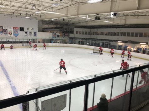 The Matadors ice hockey club warms up before the match against the Titans on Saturday, Jan. 28, 2023, at the Iceoplex in Simi Valley, Calif. CSUN won the game and improved to 9-0 in the season, clinching the top seed in the division.